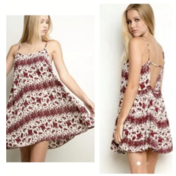 BRANDY MELVILLE Gaby Red Roses Sun Dress One Size - Picture 1 of 9